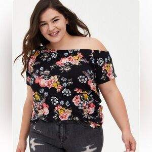 Torrid 00x/10 Off-Shoulder Heritage Slub Short Sleeve Tee